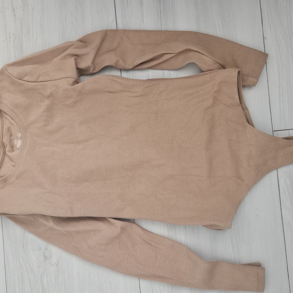 nuuds Women's Beige Long Sleeve Bodysuit